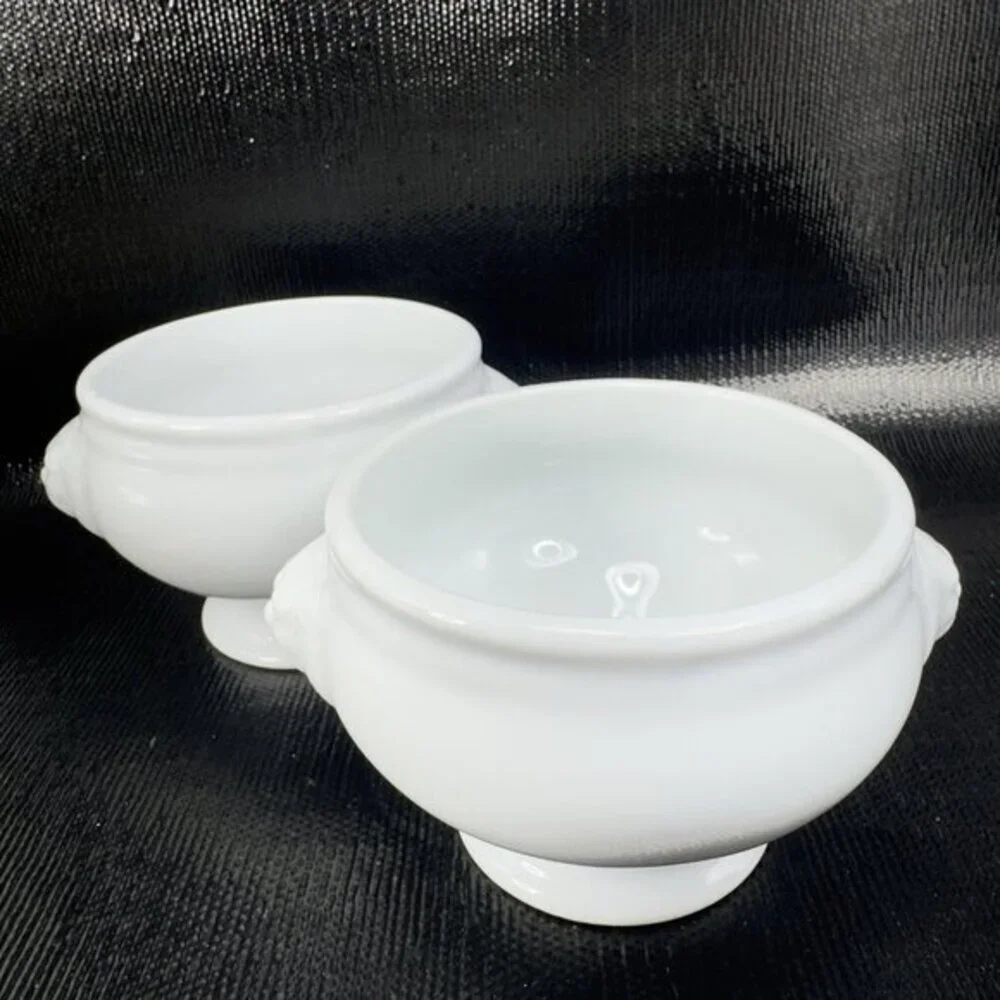 Bistro By Over And Back Lions Head White Porcelain Pedestal Bowl Dish Set2 Bowls